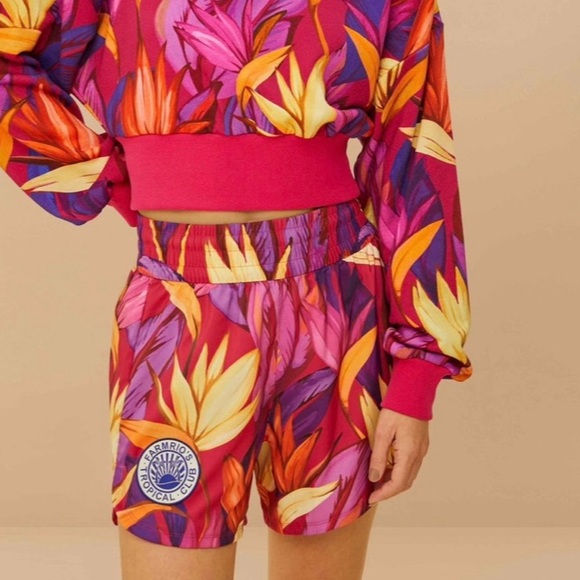 FARM Rio Pants - Farm Rio x Adidas Birds Of Paradise Bold Pink Short Size XS NWT